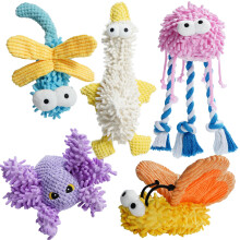 Nocciola 5 pack Squeaky Soft Dog Toys, Cute Colourful Plush Dog Toys with Crinkle Paper, Cuddly Stuffed Tug of War Toys for Puppy Small Medium Dogs