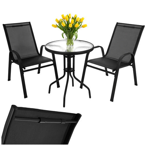 Balkonmöbel-Set mit Tisch und 2 Stühlen, UV-beständig 1