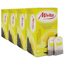 Mivita Lemon Tea, pack of 4, total of 100 tea bags (25 each unit) – Fresh and invigorating, perfect for an energizing boost, naturally calorie-free
