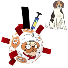 CHUKCHI Soccer Ball Interactive Toy for Tug of War, Water Play - Puppy Birthday Gift, Durable Ball for Small Medium & Large Dogs (7.5 Inch)