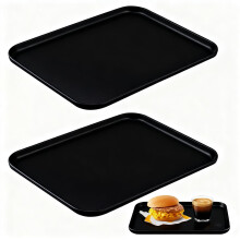 Set of 2 Rectangular Serving Trays, Kitchen Trays, Fast Food Breakfast Trays, Serving Trays, Snack Trays, Black Gastro Tray, Serving Plates