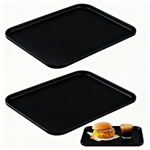 Set of 2 Rectangular Serving Trays, Kitchen Trays, Fast Food Breakfast Trays, Serving Trays, Snack Trays, Black Gastro Tray, Serving Plates