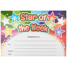Sparkly ‘Star of the Week’ Reward Certificates – Pack of 20 A5 Personalised Pupil Awards – Rainbow Certificates for Teachers, Schools