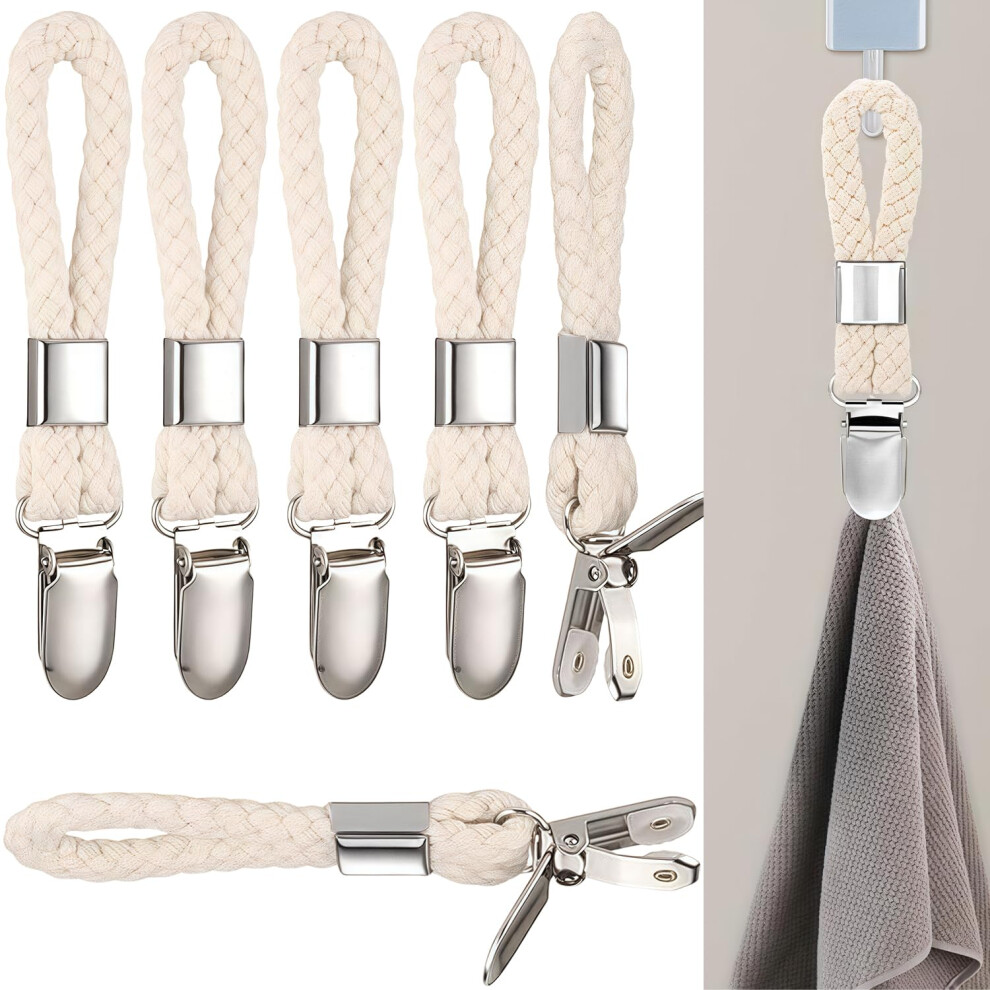 Ezranova Hanging Tea Towels Clip, 5 Pcs Brackets-Braided Cottontowel Clips With Hanging Loop 5051227070494