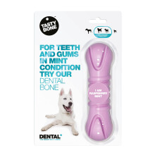 TastyBone TastyBrush Dental Nylon Dog Chew Toy (Raspberry Mint) - Strong Healthy Teeth & Gums, Indestructible for Aggressive Chewers