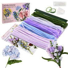 Joyblossom 250pcs Pipe Cleaners for Craft, 5 Colours Pipe Cleaners for Craft Flowers, with Flower Stems, Florist Tape, Pearls, Tutorial