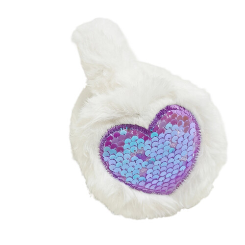 Furry Ear Warmer Snowboarding Fleecy Ear Muffs-White Foldable