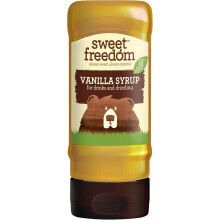 Sweet Freedom Vanilla Syrup 350 g – Vegan Drizzle for Coffee and Pancakes, Naturally Sweetened with Fruits, Only 13 Kcal Per Teaspoon (Pack of 1)