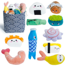 Nocciola 10 pack Squeaky Sushi Dog Toys for Small Dogs, Storage Bag For Easy Organization, Cute Stuffed Plush Dog Toys for Small Medium Dogs