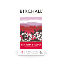 Birchall Tea Bags, Red Berry & Flower Tea Gift, Caffeine Free Tea Bursting with Full Flavour, 15 Plant-Based Prism Tea Bags