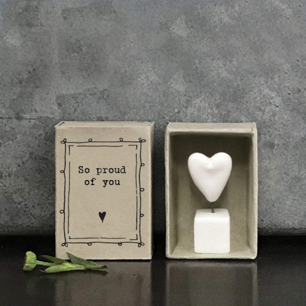 East Of India Mini Matchbox 'So Proud Of You' Porcelain Star | Small Gift For Friend | Letterbox Gift