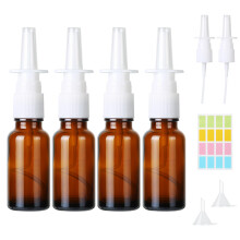 CoKeeSun Nasal Spray Bottle Glass 20ml, 4PCS Empty Nasal Spray Bottle Refillable, Fine Mist, Glass Direct Spray Container with Nozzles