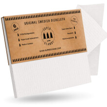 SUPERSCANDI 6 Pack Reusable Cleaning Cloths - 100% Biodegradable & Compostable Washable Swedish Dishcloth