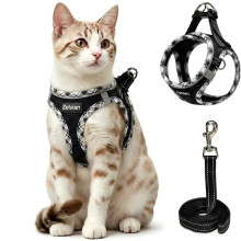 Zelvian Cat Harness and Lead Set for Outdoor Walking, Escape Proof Cat Harnesses with Dual D-Rings and Safe Leash