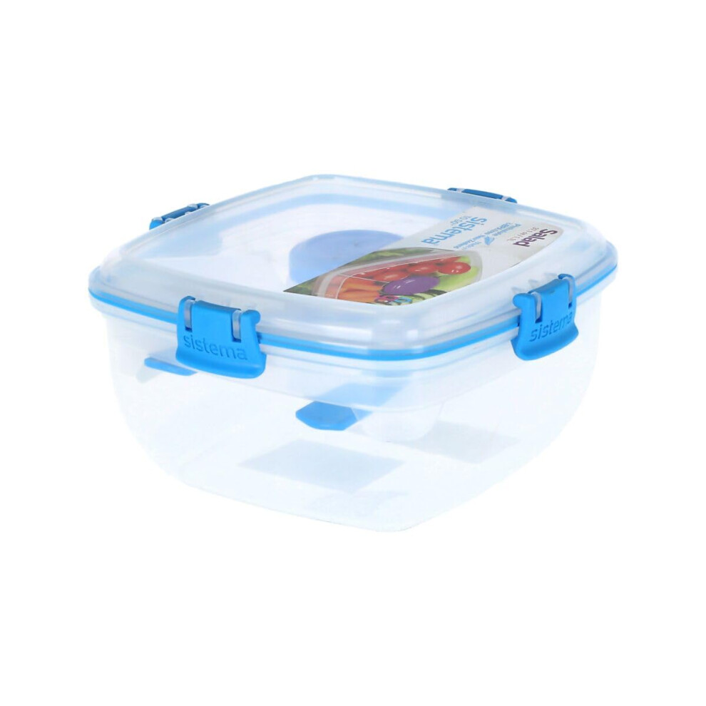 Sistema Salad To Go | Lunch Box With Individual Compartments, Travel Cutlery & Dressing Pot| 1.1L | Bpa-Free | Assorted Colours