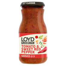 Loyd Grossman Italian Tomato & Red Pepper Sauce – Sweet Pepper & Tomato Blend, Classic Italian Style, 350 g Jar (Pack of 1)