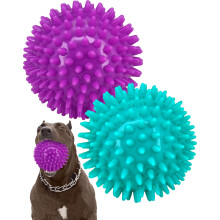 Pweituoet 2 Pack 4.5” Heavy Duty Squeaky Dog Ball for Medium Large Dogs, Spikey Dog Ball Toys for Clean Teeth and Training