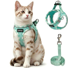 Zelvian Cat Harness and Lead Set for Outdoor Walking, Escape Proof Cat Harnesses with Dual D-Rings and Safe Leash