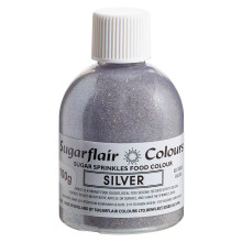Sugarflair Silver Edible Glitter Sugar Sprinkles - for Cake Decorating, Sprinkle on Cakes, Cupcakes Treats, Desserts Ice Cream and Deserts - 100g