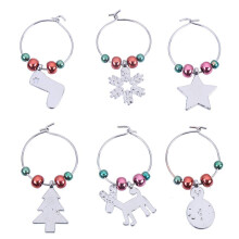 LOKIPA Christmas Wine Glass Charms Rings Marker for Christmas Party Glass Decorations Set of 6