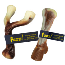 Fuzzl Ultra Tough Nylon Dog Chew Toy - Wishbone & Bone, Beef Scented, Heavy Duty, Water Resistant, Large Breed, 2 Count