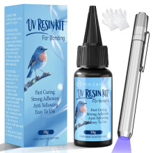 Minlebao UV Resin Kit with UV Light for Resin, 30g Crystal Clear UV Glue & Fast-Curing Resin Kit