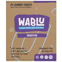 WABLU Fragrance Free Laundry Detergent Sheets | Non-BIO (no enzymes) | Hypoallergenic | For use with sensitive skin and delicate fabrics | 24 Washes