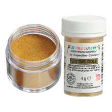 Sugarflair Festive Gold Edible Lustre Dust (E171 Free), Add a Lustrous Shine to Cakes or Decorations. Brush On or Add Rejuvenator to Create