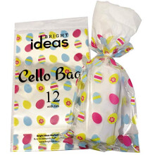 Bright Ideas Easter Eggs Cellophane Bags, PK12 - 28cm x 18cm Food Safe Cookie Bags with White Twist Ties - Perfect for Gifts, Packaging