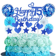 Cake Decoration Birthday Cake Happy Birthday Cake Decoration Navy Blue Cake Decoration 75th Birthday Women Men Happy Birthday Cake Decoration Glitter