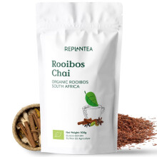 Rooibos Chai Tea Organic 100g (50 Cups) | Loose Leaf Rooibos Tea with Ginger, Cinnamom, Anis, Cardamom, Clove, Fennel, Black Pepper REPLANTEA