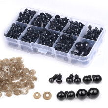 HONQX Safety Eyes for Crochet Toys, 400 pcs 5-12mm Safety Crochet Craft Eyes with Washer Black Plastic Doll Eye for Stuffed Toy Making
