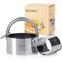 HULISEN Cookie Cutters Set (3 Pieces/Set), Round Pastry Cutter with Handle, Stainless Steel Cooking Rings