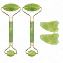 4 in 1 Facial Care Tools, Jade Roller for Face & Eye Massage, Beauty Care Products to Relax Face, Eye & Neck Muscles & Relieve Stress
