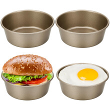 Zuimei 4Pcs Air Fryer Egg Moulds, 4'' Ramekins for Air Fryer, Mini Round Baking Tray Food Grade Carbon Steel Air Fryer for Fried Egg Muffin