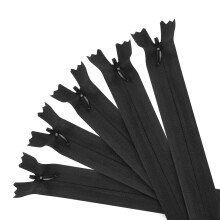 10 Pcs Invisible Zips for Sewing, 40 cm/16 Inch Black Zips, Closed-Ended Nylon Invisible Zippers