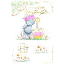 Me to You Tatty Teddy Luxury Handmade Birthday Card For Amazing Granddaughter, Bear With Cupcake - Official Collection