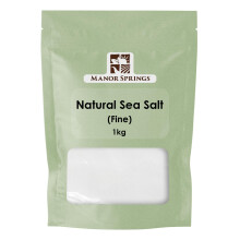 Natural Sea Salt (Fine) 1kg – Unrefined, Pure, No Additives, No Anti-Caking Agents – Ideal for Cooking & Seasoning by Manor Springs