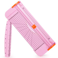 PRIDEEP A4 Paper Cutter Pink12 Inch Titanium Portable Paper Trimmer with Automatic Security Safeguard and Side Ruler for Craft Paper