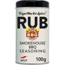 Cape Herb & Spice Rub Smokehouse BBQ Seasoning Condiment Smoked to Perfection, Chilli Rating Mild, 100 g Tin (Pack of 1)