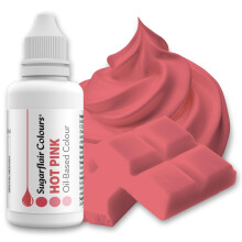 Sugarflair Hot Pink Oil Based Food Colouring, Highly Concentrated Edible Oil Based Blue Food Colour for Consistent Colouring of High Fat Foods: Icing