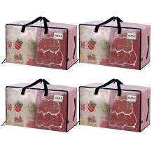 VENO 4 Pack Clear Extra Large Moving Bags & Storage Totes, Heavy Duty Organizer with Reinforced Handles & Strong Zippers for Clothes