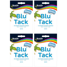 Bostik BLU TACK | WHITE | Original REUSABLE Sticky Adhesive HOME SCHOOL OFFICE Walls BLU HACKS NO MARKS Safe Craft ART Clean Handy