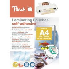 Peach Laminating Pouches A4-125 mic - 100 Pouches - self-Adhesive Backing - Suitable for Selfmade Pictures or Signs etc.