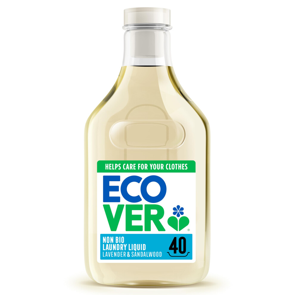 Ecover Concentrated Non-Bio, Laundry Detergent, Laundry Washing Liquid, And Sandalwood, Pack Of 1, 40 Washes, 1.43L Lavender