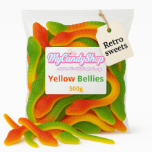 Yellow Belly Snakes x 13 - Retro Sweets - Traditional Jelly Snakes Approx 500g - Nostalgic Yellow Bellies - 13 Soft, Gummy Sweets