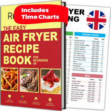 Easy Air Fryer Recipe Book Complete with 2x Glossy Cooking Guides – Beginners UK Airfryer Cookbook Kit – Christmas Gift to Cook Healthy Foods with