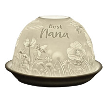 Cello Porcelain Tealight Holder Dome - Best Nana Design with 3D Projection Image & Loving Message Scented Unscented LED Candle Wax Warmer Nanny