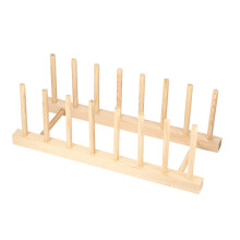 HAOCHEN Wooden Dish Drainer, Kitchen Wood Dish Plates Storage Tray Holder Rack, Dish Drying Drainer Rack, Wooden Storage Organizer for Plate, Cup, Po