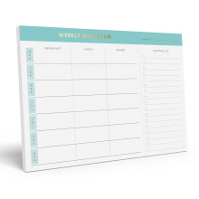 Sweetzer & Orange Weekly Meal Planner and Grocery List Magnetic Notepad. Teal 10x7” Meal Planning Pad with Tear Off Shopping List. Plan Weekly Menu